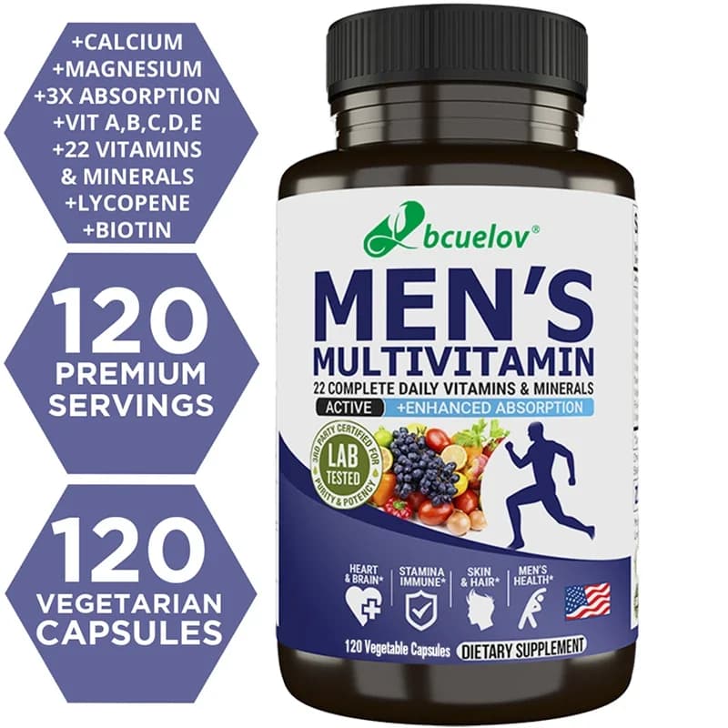 Bcuelov men's vitamin and mineral supplements - 26 combinations to support general, vegan immune health