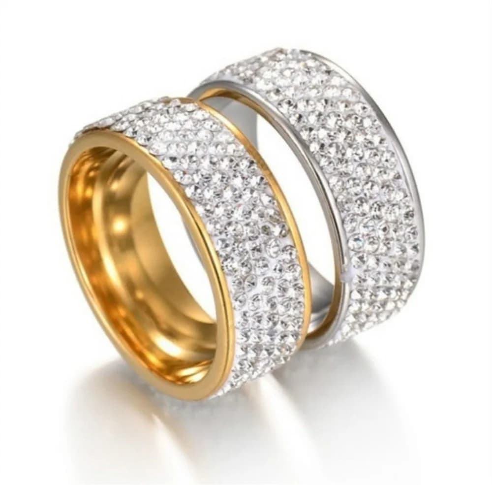 Hip Hop Iced Out Bling Full CZ Ring Gold Silver Color Stainless Steel Wedding Engagement Rings For Men Women Party Jewelry Gift