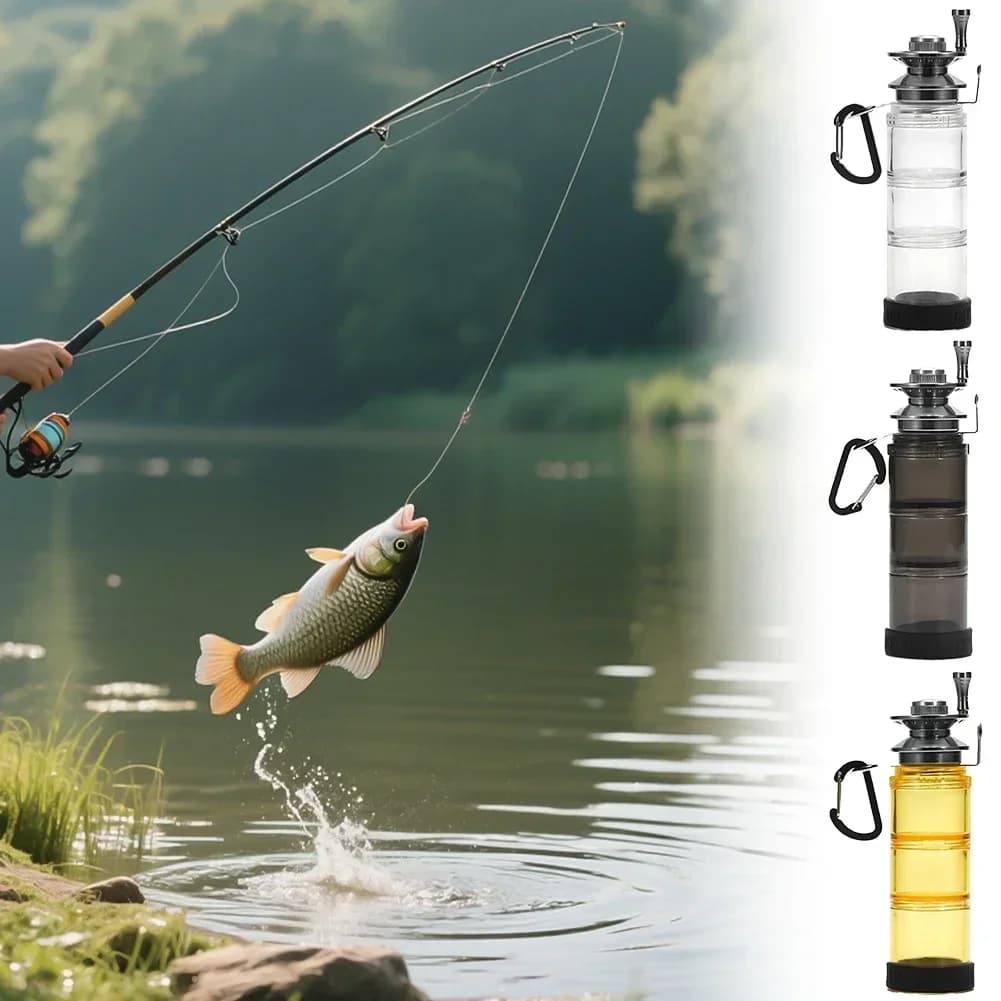 Bottiglia da pesca portatile multifunzionale Scatola portaoggetti per forniture da pesca all'aperto Design staccabile con fibbia sospesa