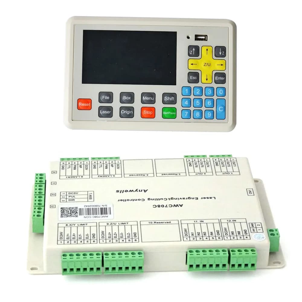 CO2 Laser Cutting and Engraving Controller Anywells AWC708C PLUS with 6 Axis Motion System and 4 Laser Heads