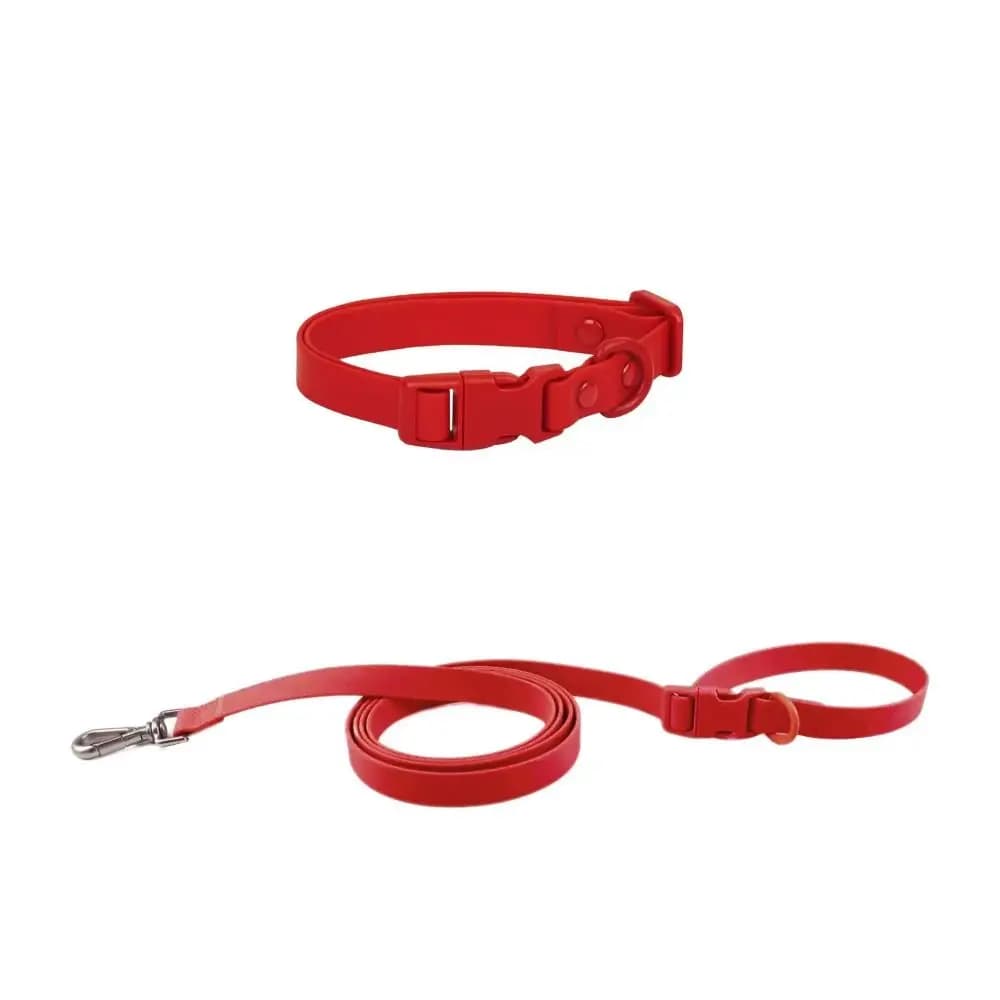 Set Collare e Guinzaglio Regolabile per Cani, Impermeabile e Lavabile in PVC, Combo Collari per Animali Domestici Resistenti allo Sporco, Guinzagli Elastici Morbidi per Cani e Gatti