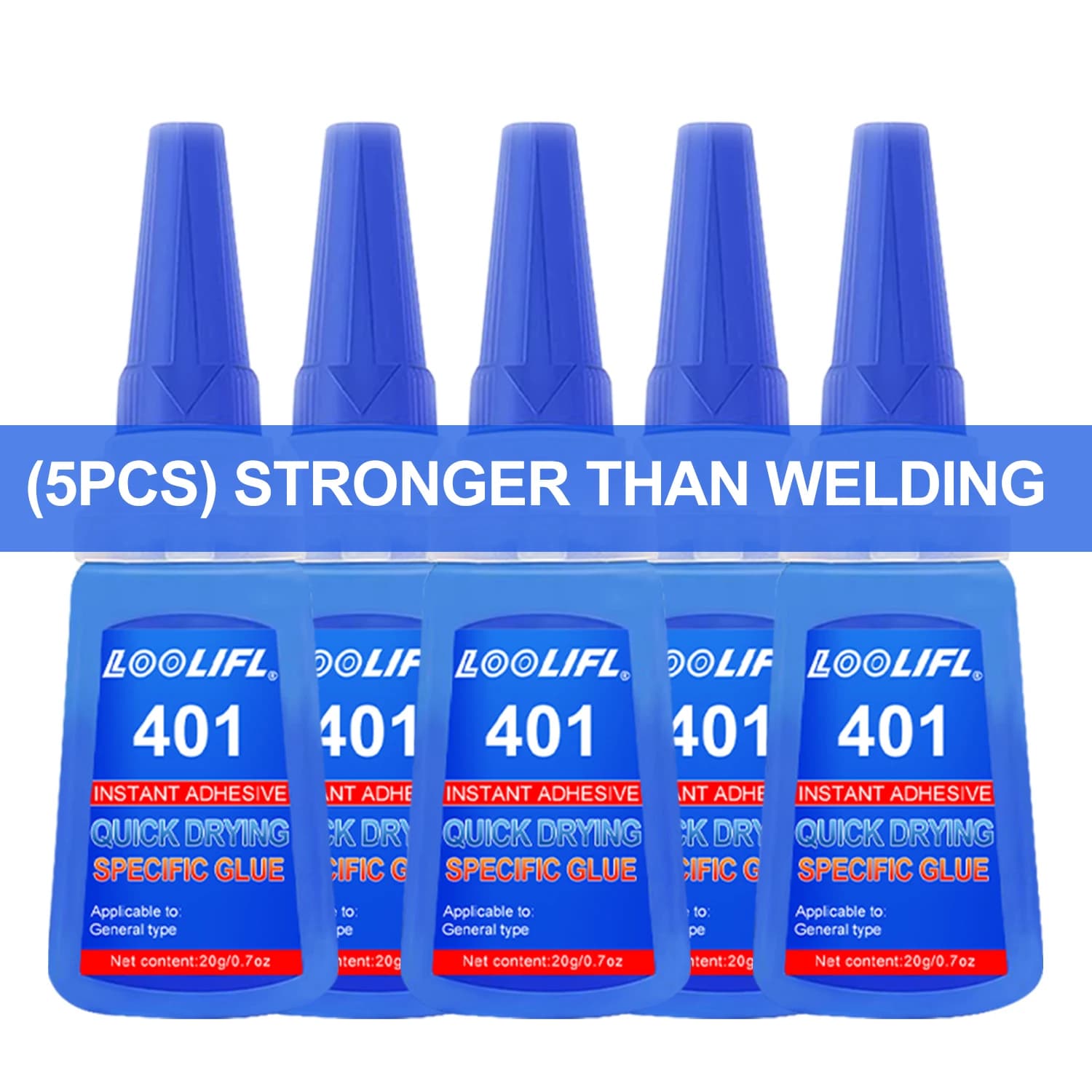 Loolifl 1-7Pz Instant Collar Super Forte 401 Universal for Resin, Ceramic, Metal, Glass, Fast drying