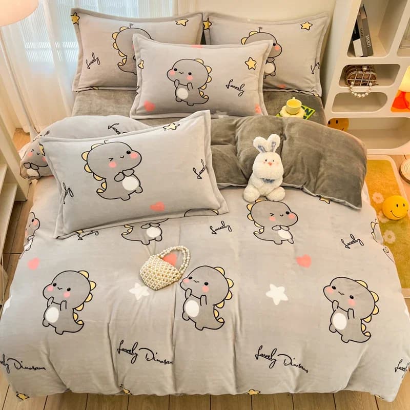 Nuovo copripiumino singolo in velluto di latte stile moda ad alto peso copripiumino in cartone animato con stampa termica addensata biancheria da letto autunnale e invernale