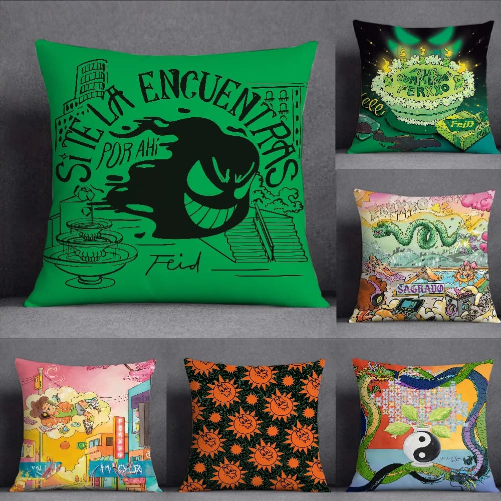 Singer Feid Pillow Case Square Double-Sided Printing Sofa Cushion Cover Pillowcase Bedroom Bedside