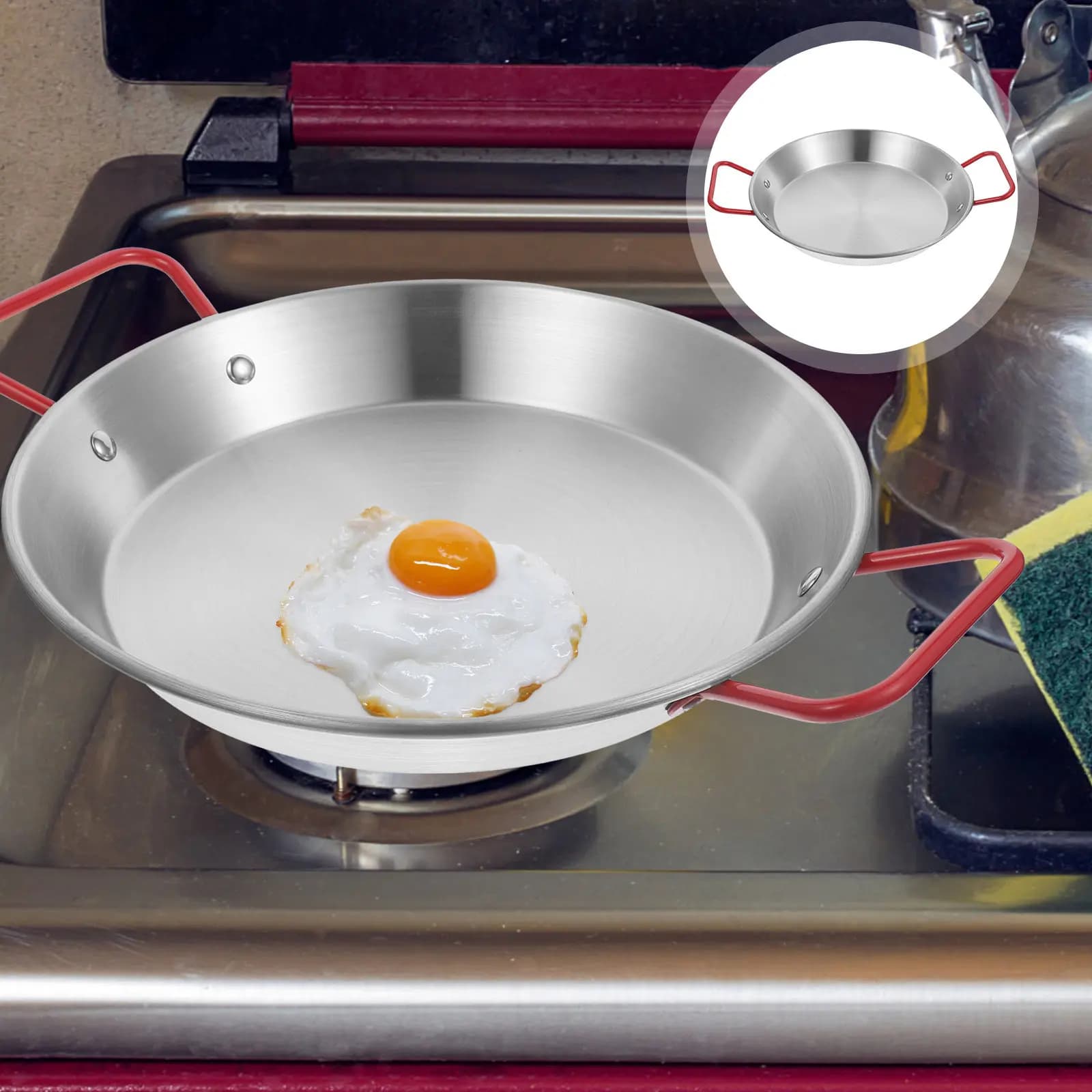 Padella in Acciaio Inox 20Cm Leggera Antiaderente per Omelette Pancake Pollo Fritto Utensile da Cucina
