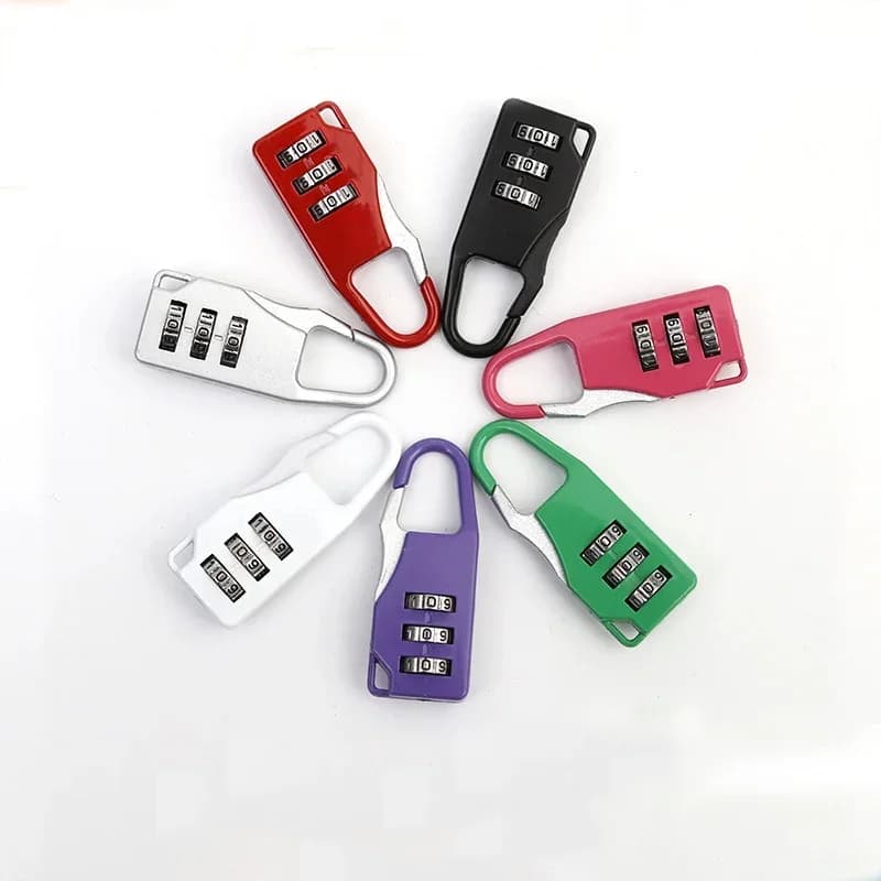 Lucchetto a combinazione con codice a 3 cifre colorato e mini, per valigie da viaggio, lucchetto intelligente antifurto con chiave.