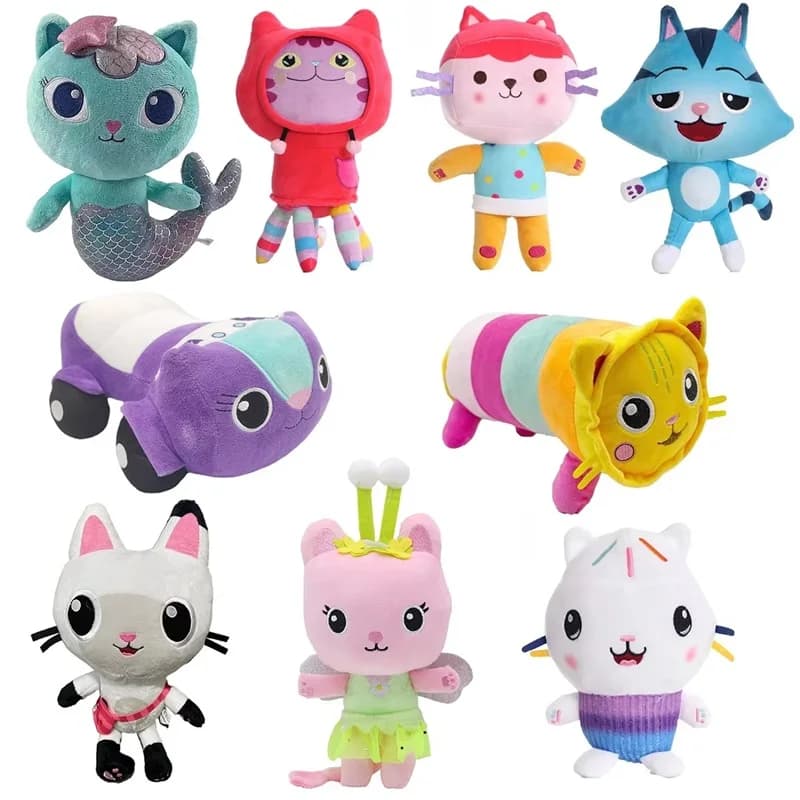 Nuovissimo Peluche Gabby Dollhouse, Giocattolo di Peluche Mercat, Animali di Peluche a Forma di Gatto Sirena, Regali di Compleanno e Natale per Bambini