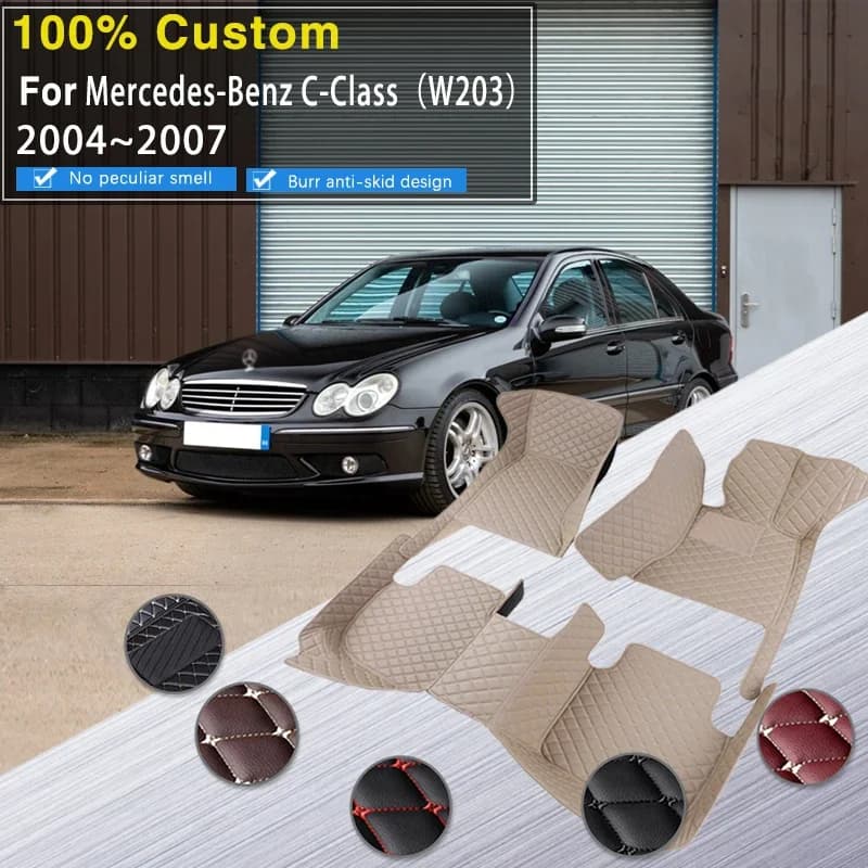 Tappetino per auto completo per Mercedes-Benz Classe C C W203 2004 ~ 2007 Tapete in pelle impermeabile Automotivo Para Carro Tappetino per auto Car Ac