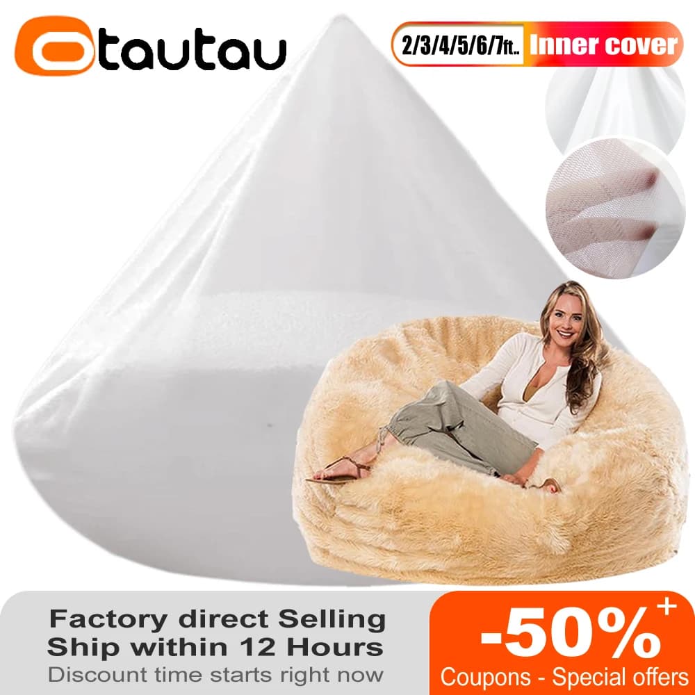 Otautautau 2/3/4/5/6/7ft Pouf lining inside cover without bag of filling beans EPS foam Giant Sac laundry bags Mesh DD001
