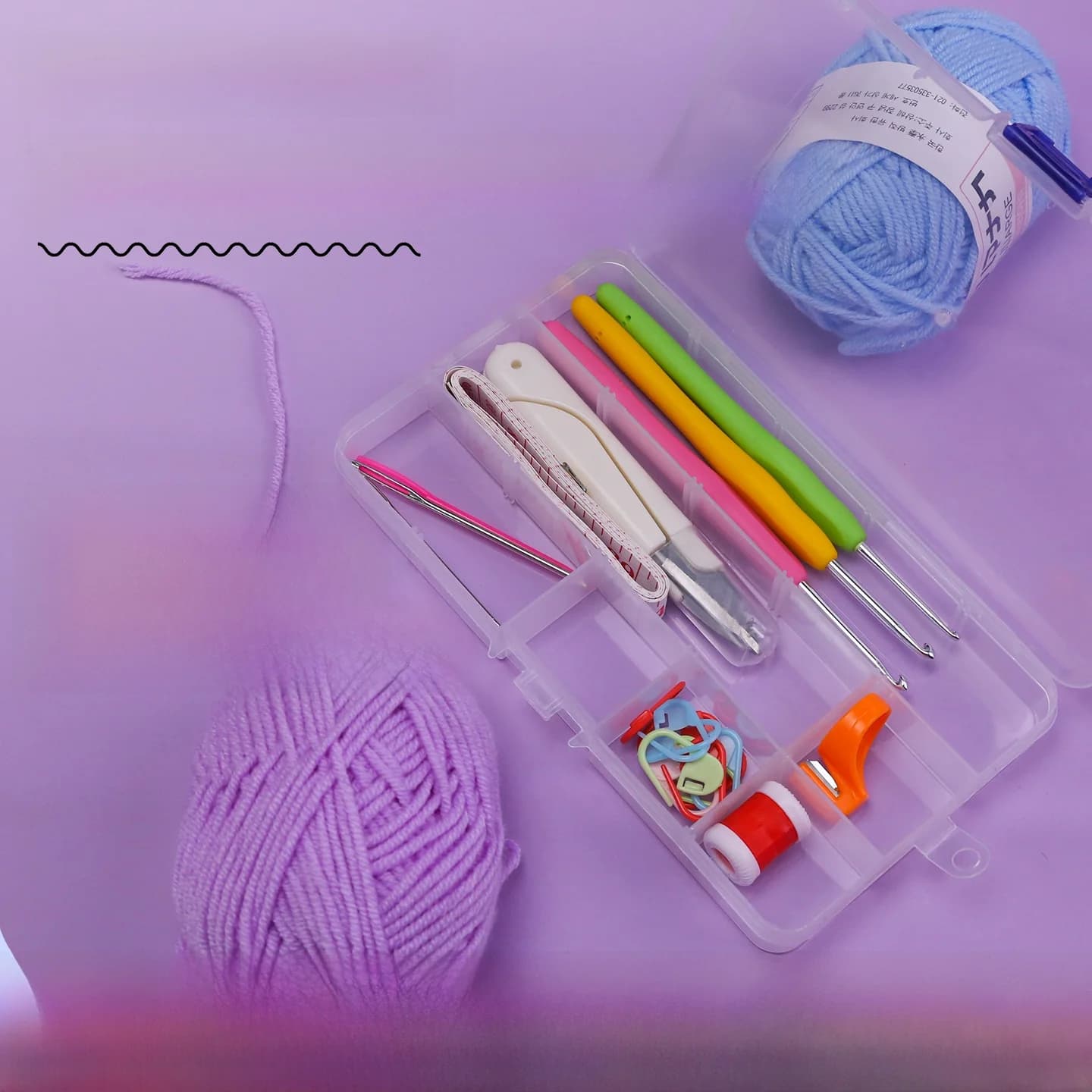 Kit per Uncinetto per Principianti con Ganci in Acciaio Inox Antiscivolo, Filato Incluso, Set Completo di Strumenti per Uncinetto