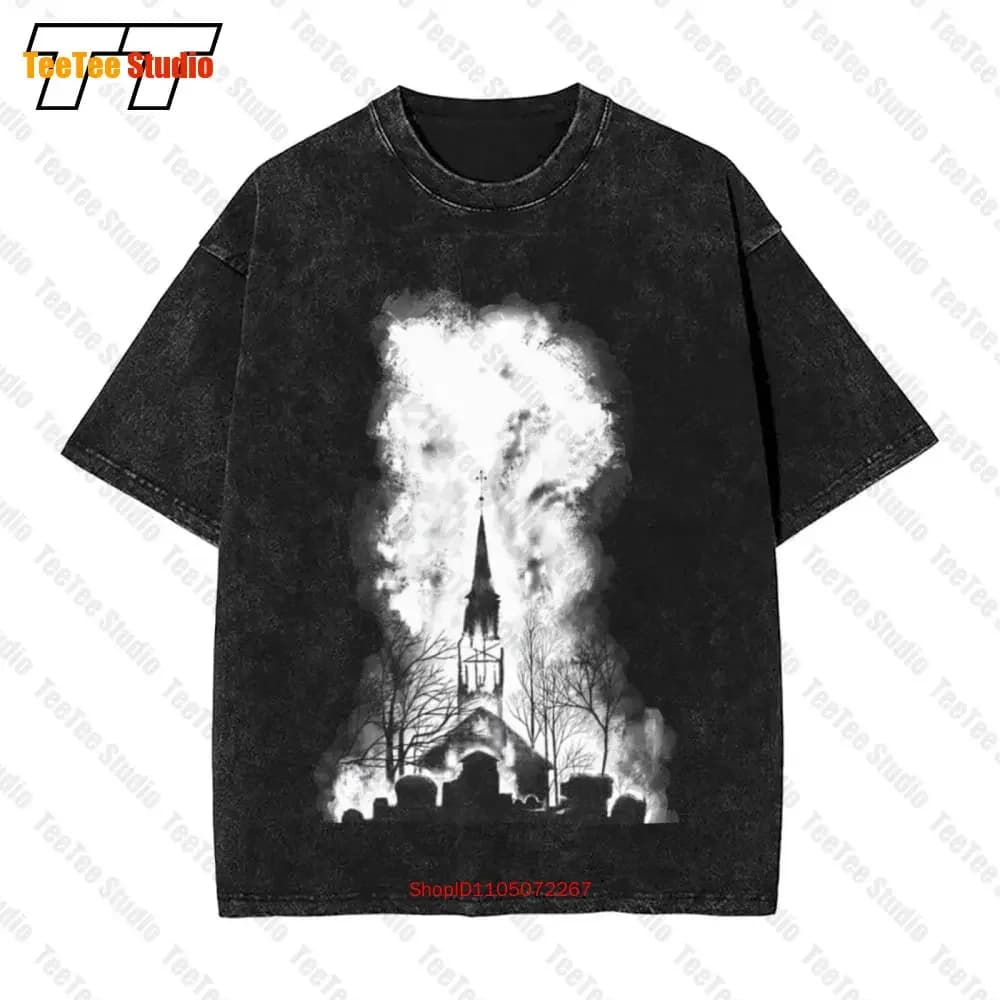 T-shirt oversize vintage Burning Church Anti Religione Black Metal Anticristo 3R73
