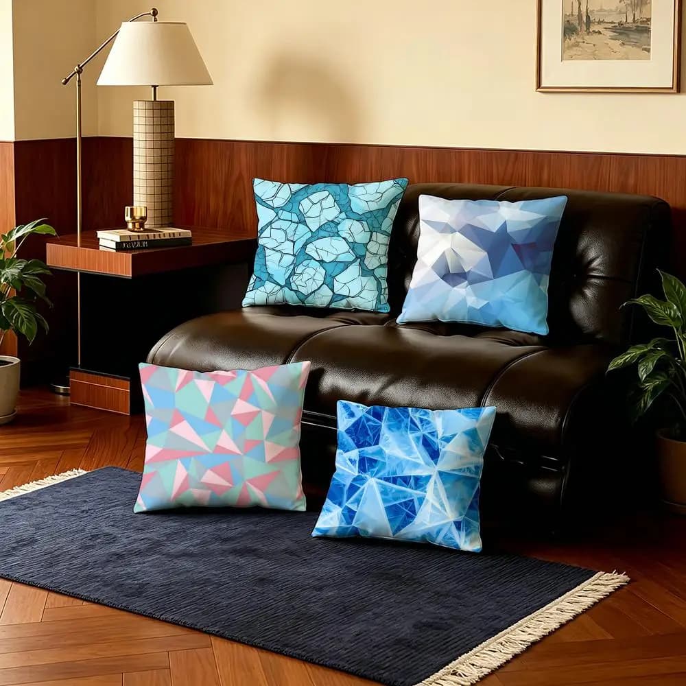 Fodere per cuscini con motivo ghiaccio screpolato, 4 pezzi, in peluche corto ultra morbido, 40x40 45x45, stile Boho per divano e camera da letto