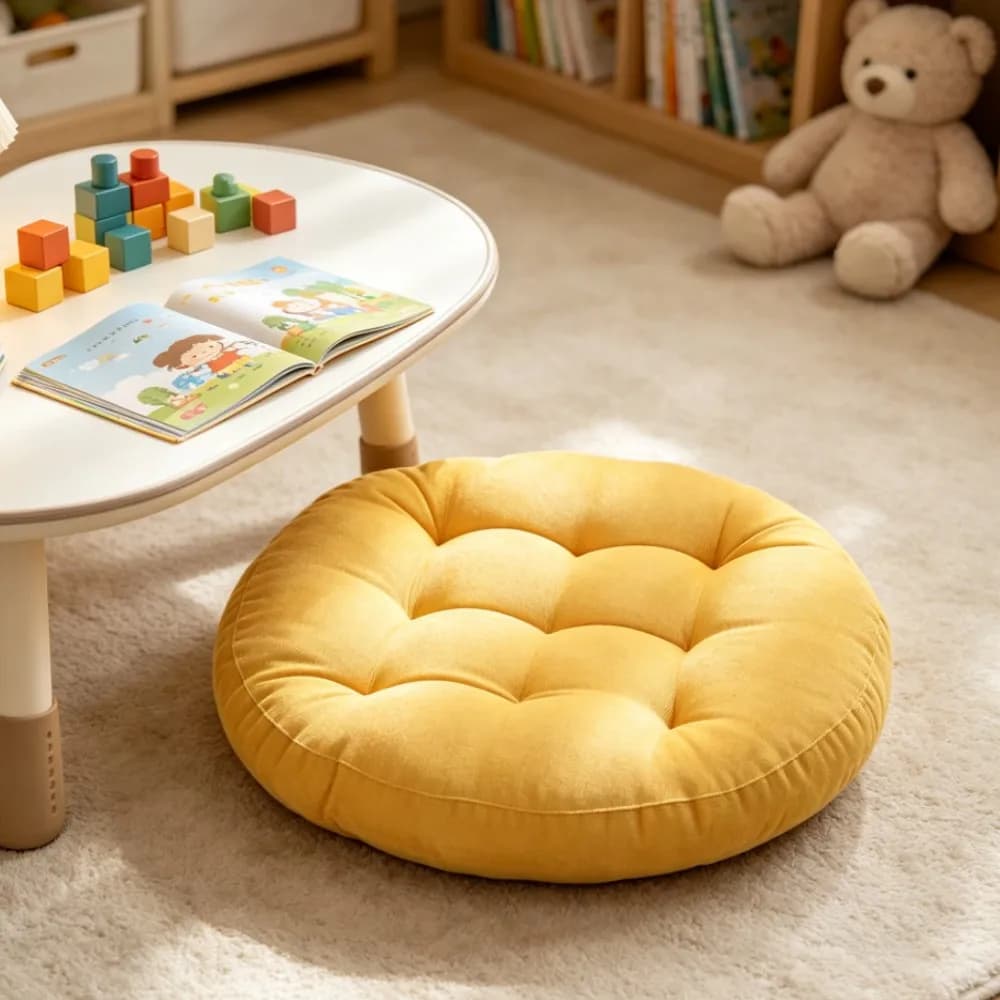 Inyahome Large Round Seat Cushion Meditation Floor Pillow for Kids & Adults Yoga Seat for Living Room Office Home Decor Yellow