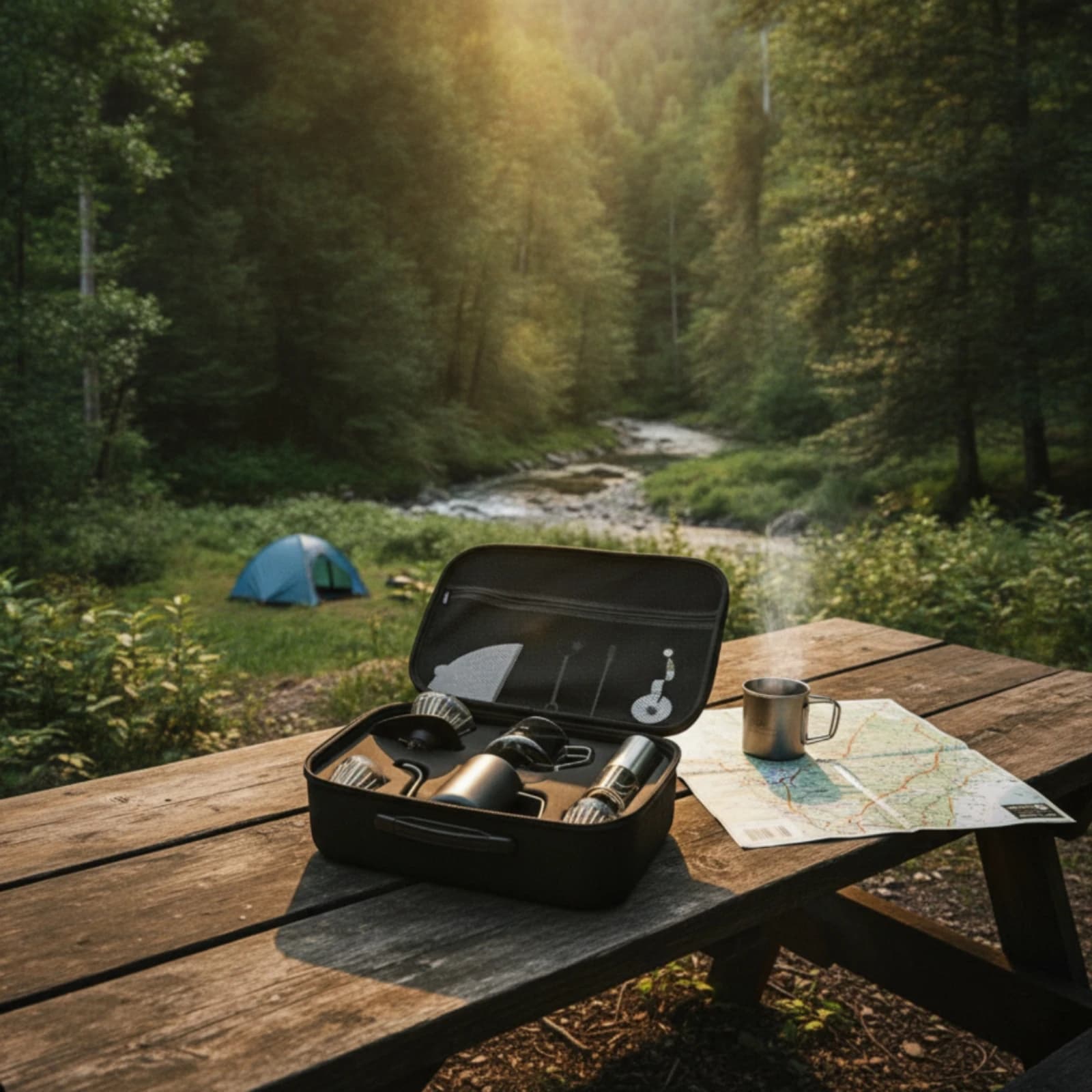 Travel Coffee Maker Kit Compact Coffee Kit with Grinder Gooseneck Kettle Manual Food-Safe for Travelers, Camping, Office