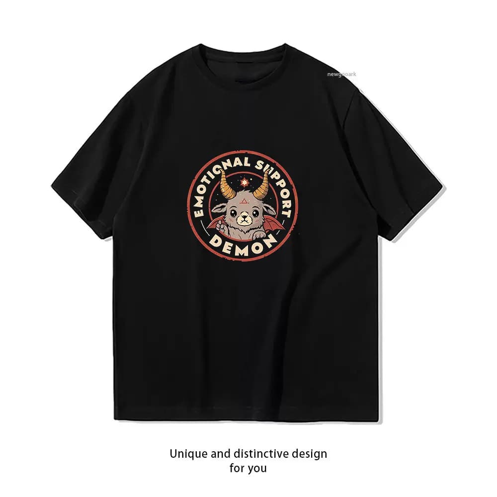 T-shirt Demon di sostegno emotivo T-shirt grafiche in cotone casual Streetwear creativo Camicia classica con scollo a O
