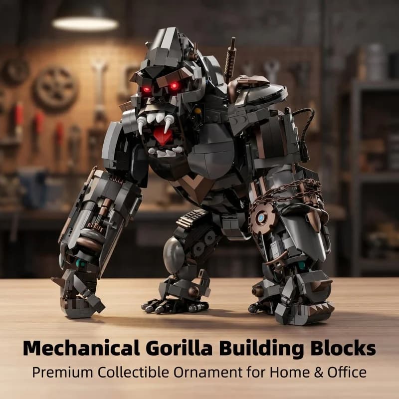 Black Tech Mechanical Gorilla Action Figure Building Blocks, Posable Robot Orangutan Assembly Kit, Educational STEM Puzzle Toy f