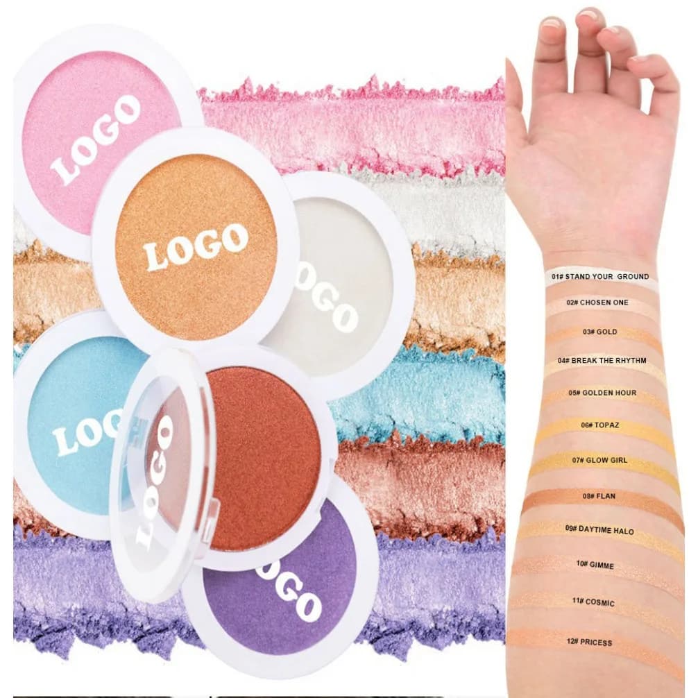 Illuminating Palette Square with Transparent Cover, Opaca and Shimmer, for Face and Body, Vegan, Private Label, Custom Logo, Wholesale Makeup