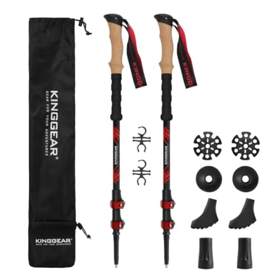 Bastoncini da Trekking TPC 100% Fibra di Carbonio, Telescopici Retrattili, Ultra Leggeri, Bastoni da Nordic Walking con Impugnatura in Metallo