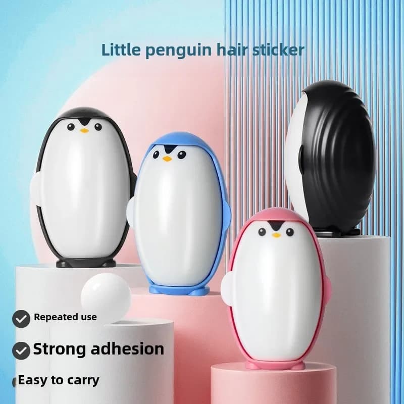 Rullo Leva Pelucchi Lavabile a Forma di Pinguino, Portatile, per Vestiti e Peli di Animali Domestici, Spazzola Adesiva per la Rimozione di Polvere e Peli, Strumento per la Pulizia