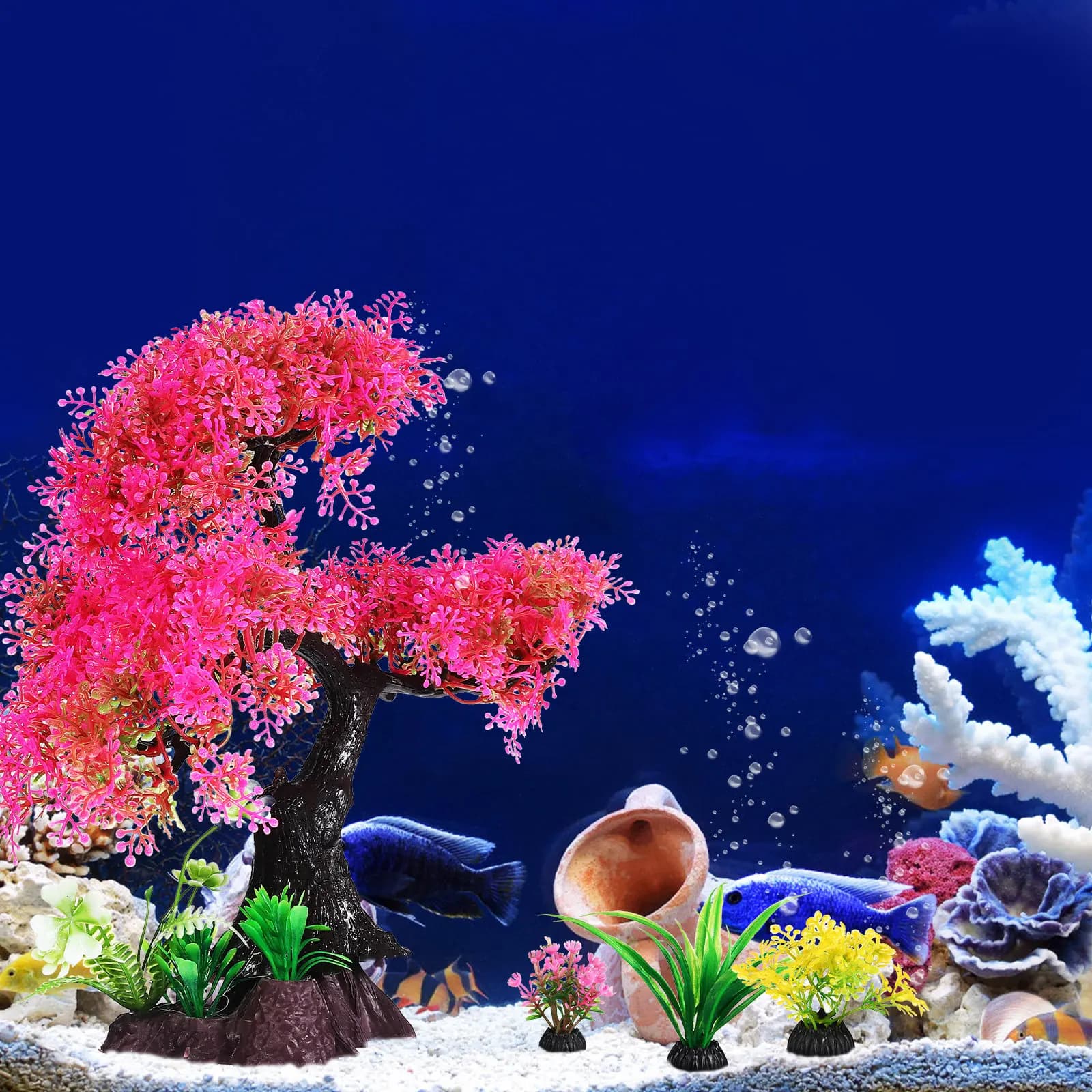 10 Pieces Artificial Plants Realistic for Aquarium, Decorations for Fish Tanks Betta, Fin Plants for Aquarium
