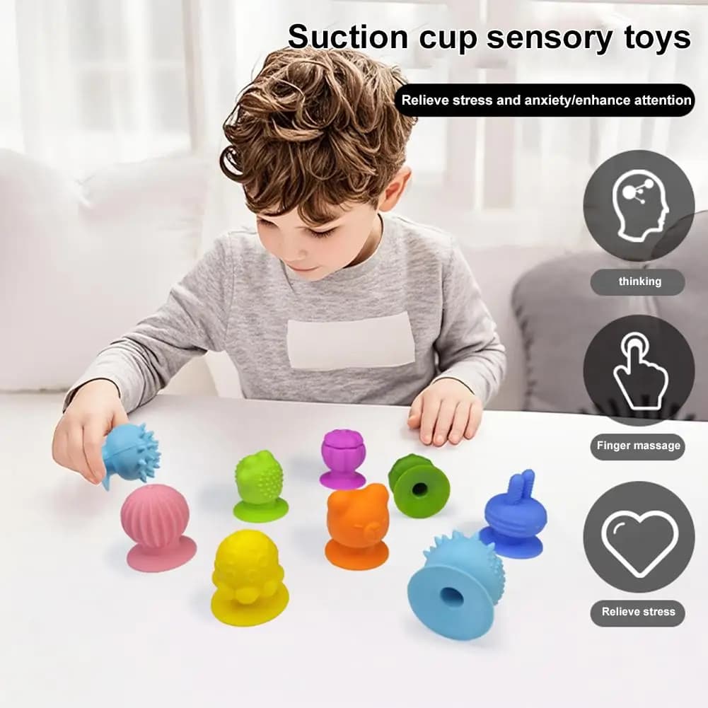 Pop It Fidget Toys Giocattoli sensoriali per bambini adulti, ventosa in silicone Popper sensoriale per alleviare lo stress e l'ansia, strumento per l'autismo ADHD