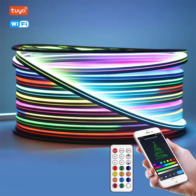 12V RGBIC Led Neon Corda Nastro 84LED/m 1-5m TUYA WiFi/Bluetooth/Telecomando Flessibile Neon Led Strip Sala giochi Decorazione FAI DA TE