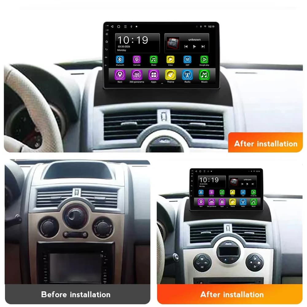 Autoradio Android 16 per Renault Megane 2 2002-2009, Lettore Multimediale Video 2K QLED, GPS Stereo, CarPlay, Navigazione 4G, BT