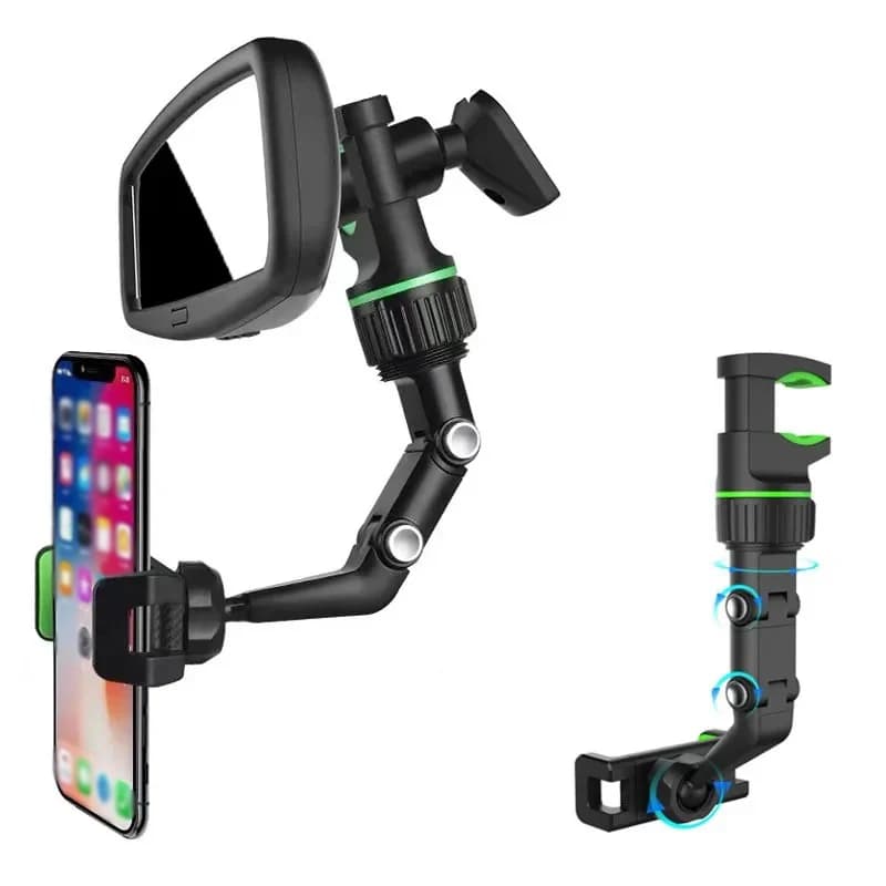Supporto per telefono specchietto retrovisore, 360 ° Supporto per telefono da auto girevole e retrattile, supporto per specchietto retrovisore multifunzionale per tutti Ca