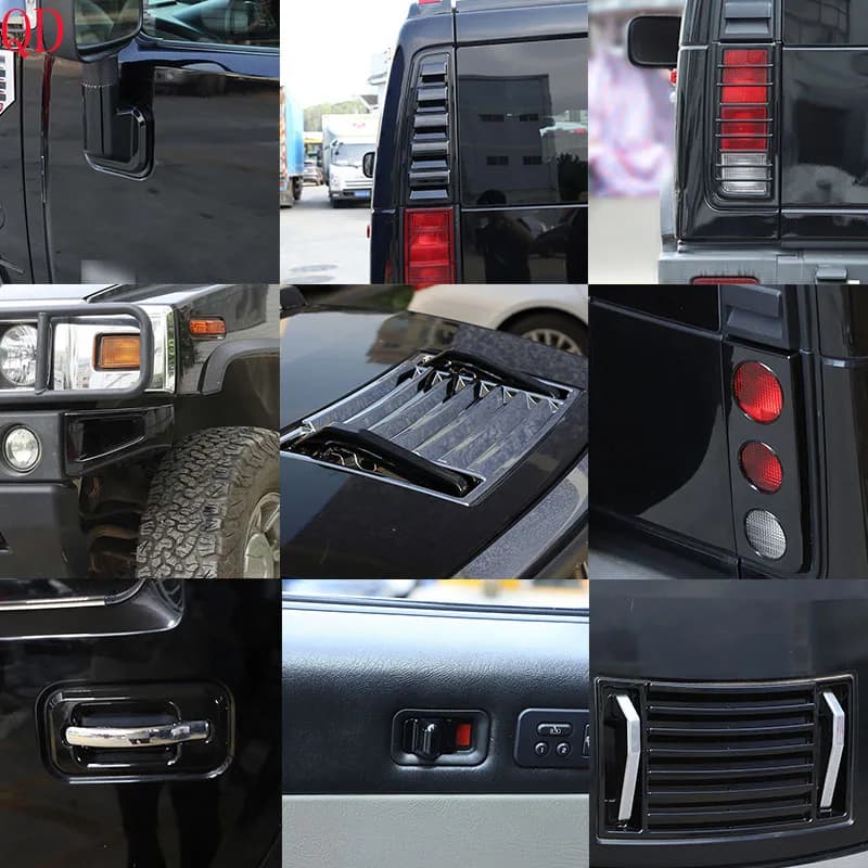 Per Hummer H2 2003-2009 ABS nero lucido auto fendinebbia anteriore paraurti anteriore striscia decorativa adesivo accessori decorazione auto