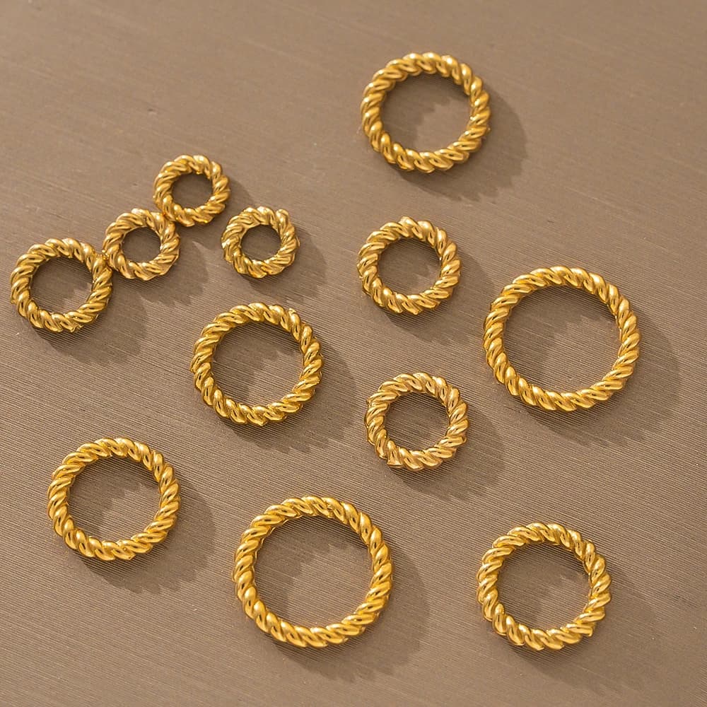 20 pcs stainless steel round twist style ring connector accessories for DIY jewelry materials that create supplies components