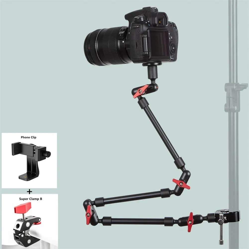 New camera magic arm with super clip bracket for smartphone camera action camera Gopro clamp mount tablet webcam study kit