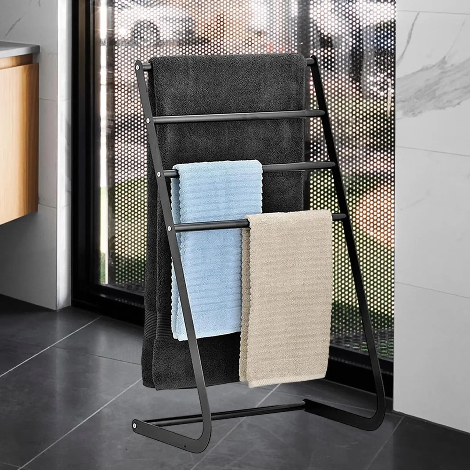 Portasciugamani per bagno a 4 livelli per asciugamani da bagno oversize Portasciugamani stabile