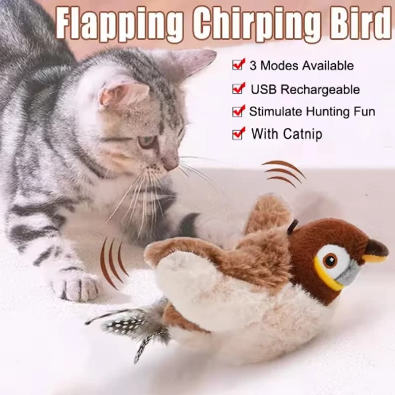 Giocattolo per animali domestici Peluche resistente ai morsi e a prova di caduta Sbattere gli uccelli scintillanti Gatto Passero simulato di autointrattenimento