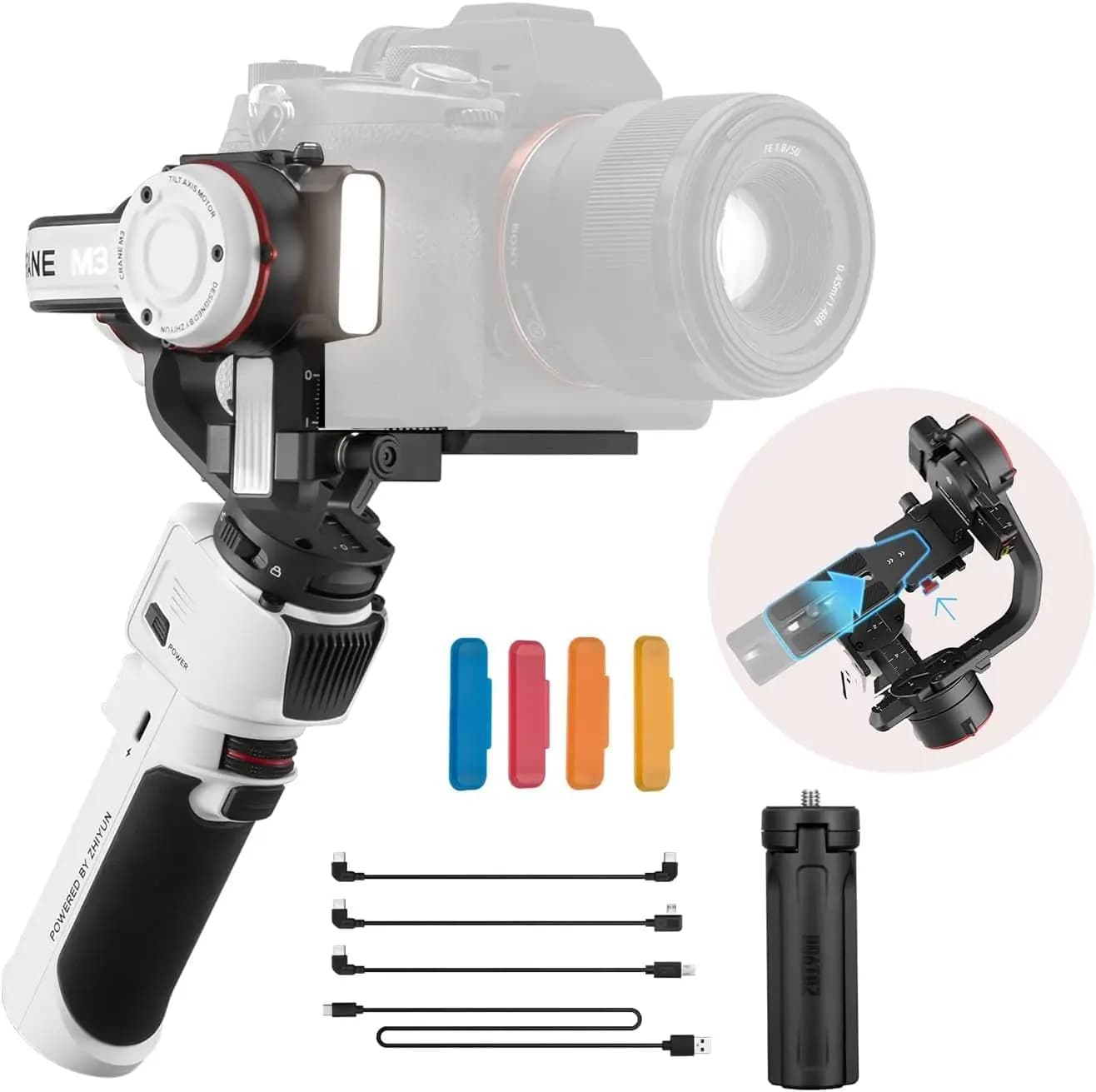 3-axis Crane M3 cardanic stabilizer for Mirrorless cameras, smartphones, action cam (update of Crane M2 2021)