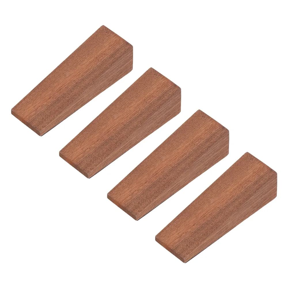 4 Pezzi Fermaporta Triangolare in Legno di Sapele Antiscivolo Universale Facile Installazione