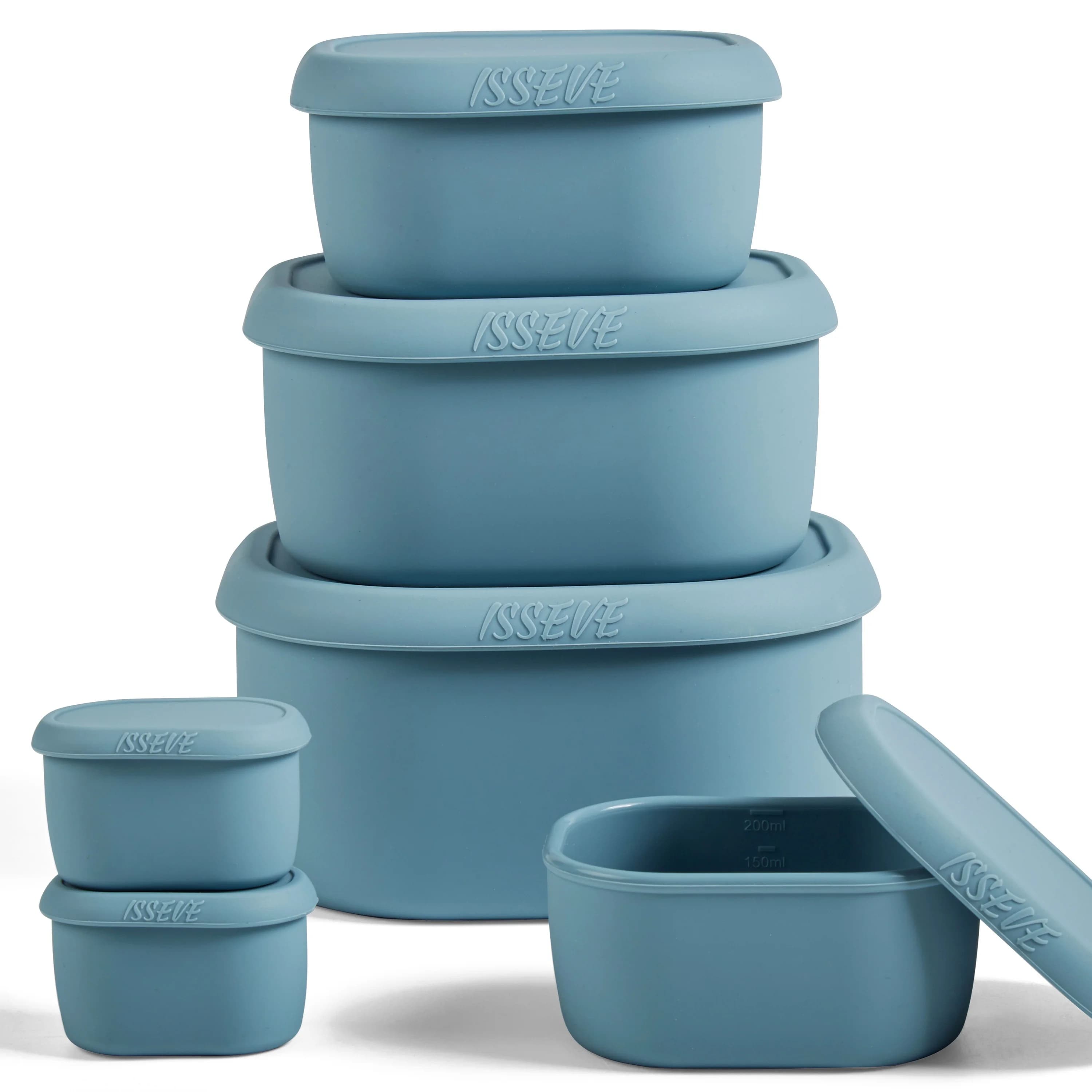 Set di 6 Contenitori in Silicone per Alimenti con Coperchi, Senza BPA, Riutilizzabili, Ermetici, Adatti per Freezer
