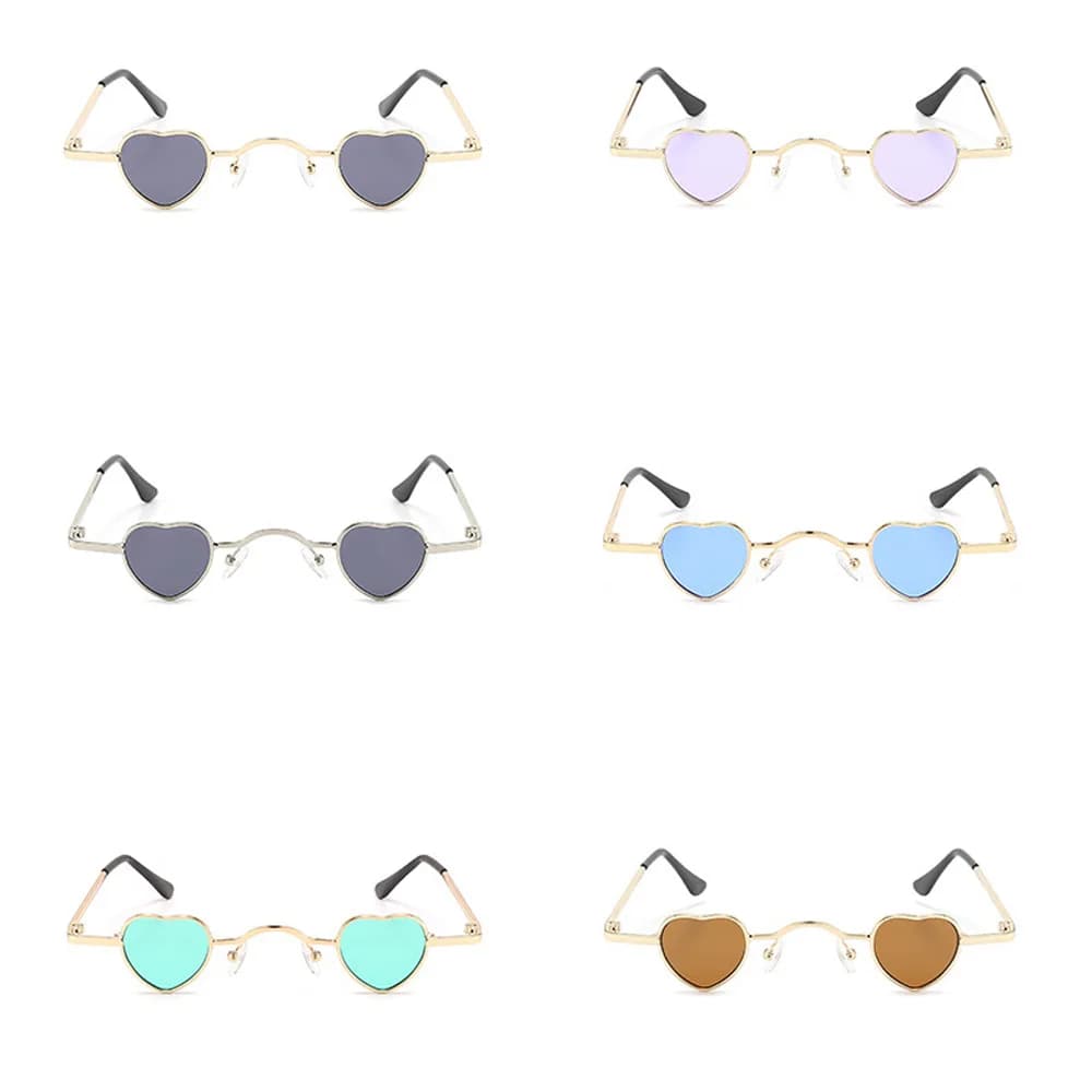 Metal Frame Eyewear Heart-Shaped Hip Hop Shades Uv400 Sun Glasses Metal Frame Heart Shaped Sunglasses For Fashion Shows Everyday