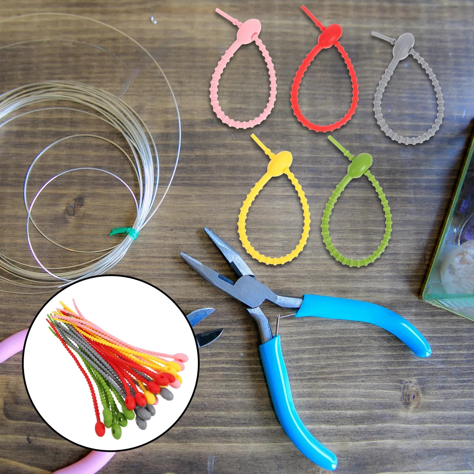 30Pcs Silicone Zip Ties Eco Friendly Reusable Food Bag Ties Cord Organizer Wrap for Snack Storage Earphone Cable