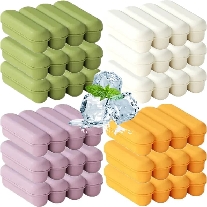 Stampo per Cubetti di Ghiaccio in Silicone Colorato con Coperchio, Riutilizzabile, per Ghiaccio a Striscia Lunga, Accessorio da Cucina, 1/4 Pezzi
