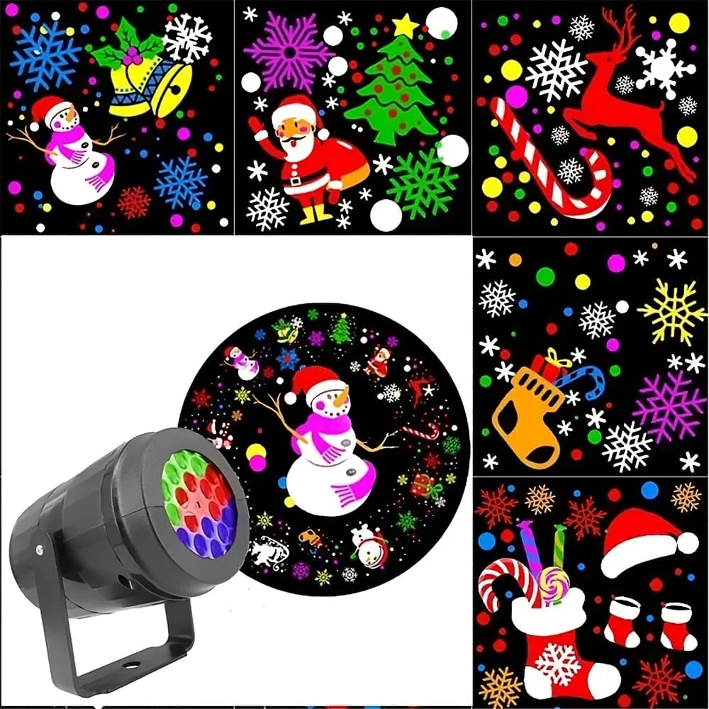 Proiettore laser per feste di Natale con fiocchi di neve, luci a LED rotanti per palcoscenici, illuminazione da giardino per vacanze all'aperto di Babbo Natale