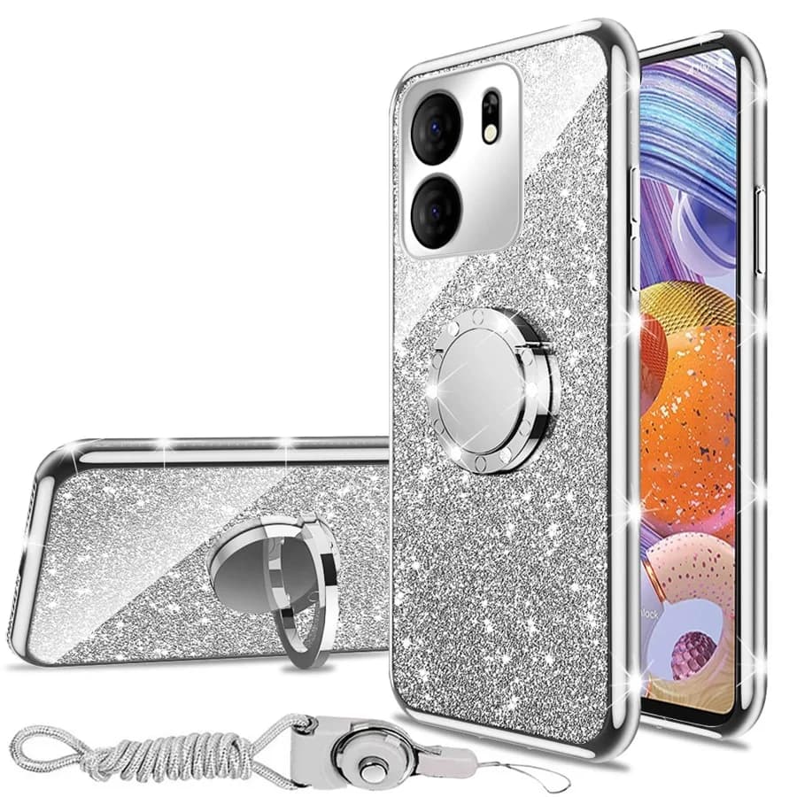 for BLU View 5 Case 6.56-inch, for BLU B160V Case with Ring Kickstand Lanyard Shockproof Protection Phone Case Cute Soft TPU Gl