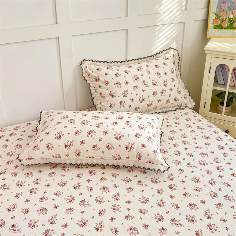 2 fodere per cuscini floreali rosa con finiture in pizzo, morbide e traspiranti, utilizzabili per tutte le stagioni, perfette per la camera da letto e la stanza degli ospiti