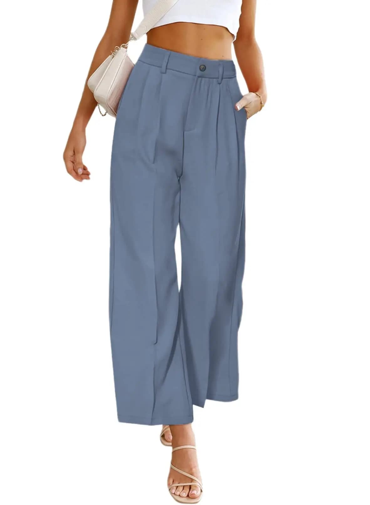 Women's High Waist Wide Leg Dress Pants - 2025 Office Trousers with Pockets