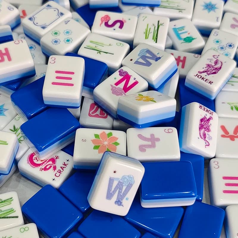 Custom High Quality Portable American Mahjong Set Handmade Game Deep Blue Acrylic Mahjong Tiles