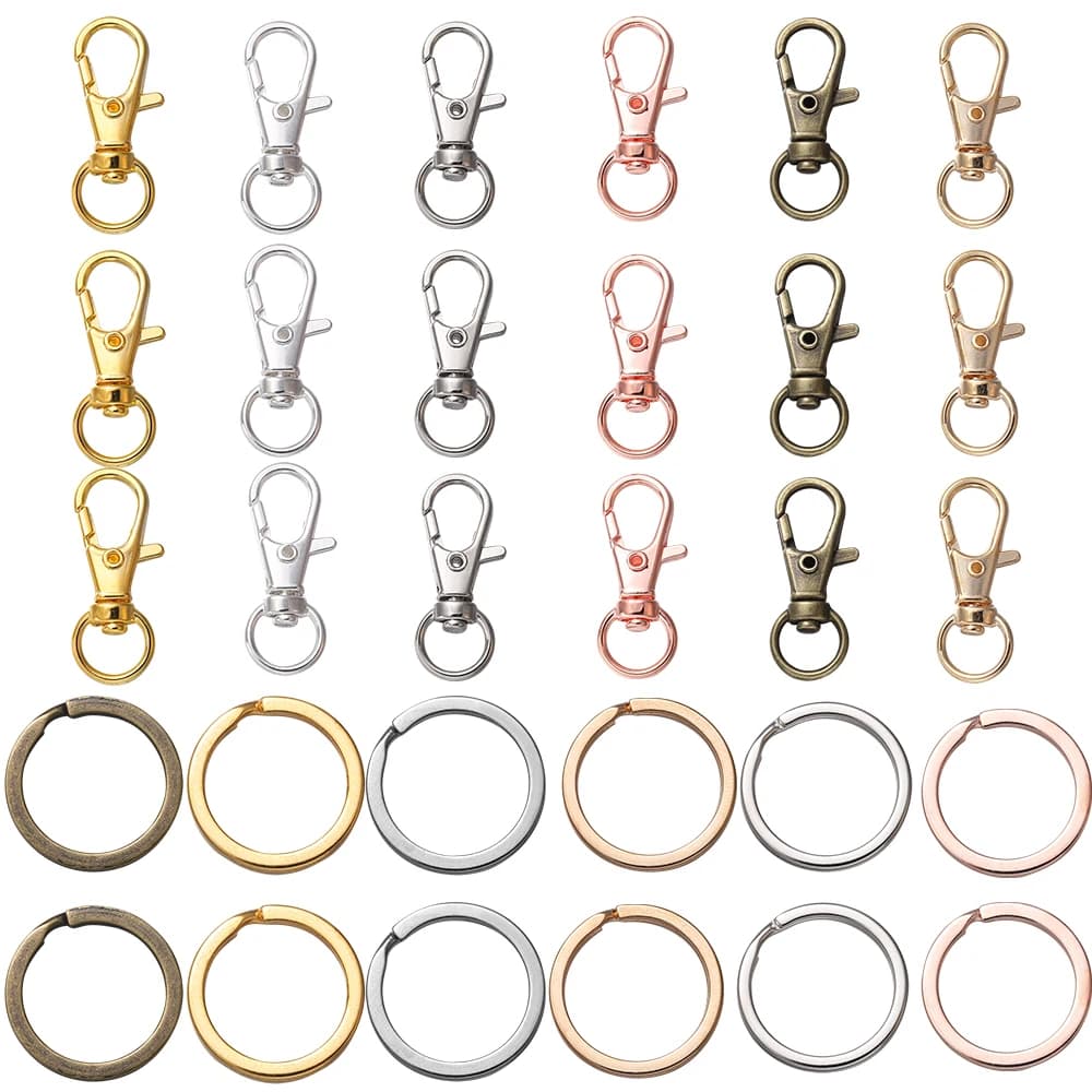 20 pezzi portachiavi diviso chiusura a moschettone girevole con connettori portachiavi per cintura da borsa catene per cani accessori per la creazione di gioielli fai da te