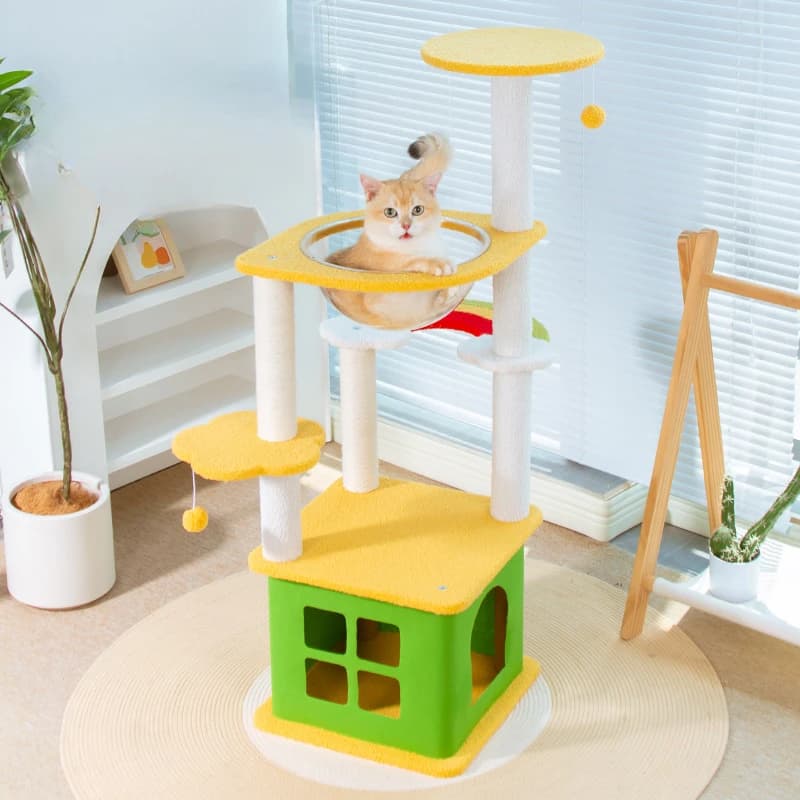 Struttura da arrampicata per gatti in sisal multilivello Nido per gatti Tiragraffi per gatti Casa sull'albero per gatti di lusso salvaspazio per gatti multipli Giocattolo per gatti