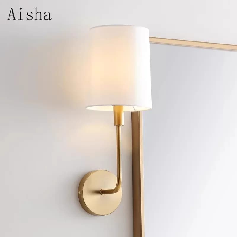 Lampada da parete in tessuto americano Soggiorno Sfondo Applique da parete per camera da letto Lampada da comodino Lampada da specchio per hotel 85-240 V