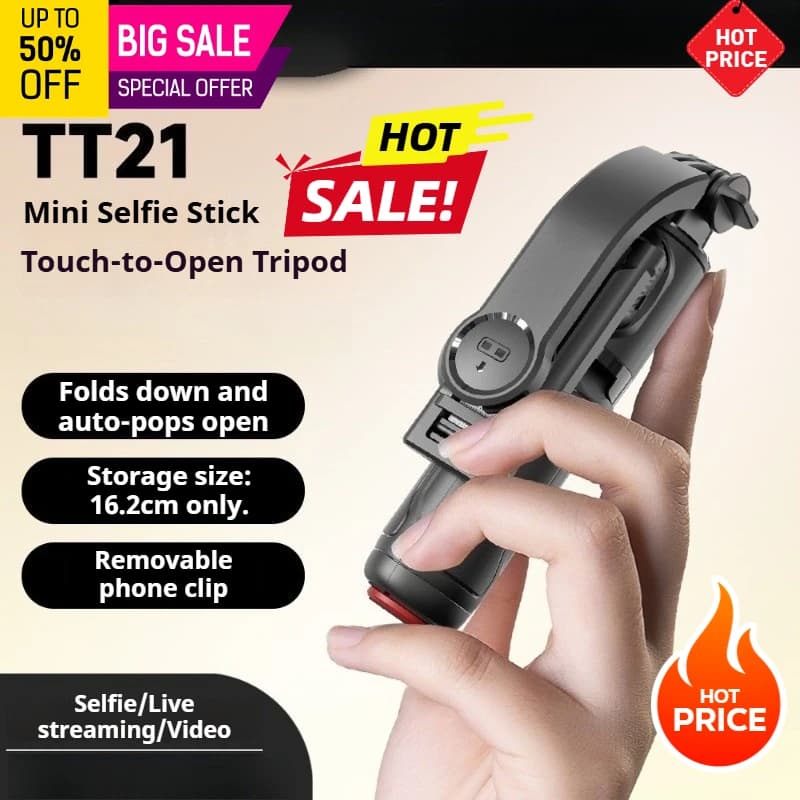 Bastone per selfie, asta estensibile, treppiede, mini supporto portatile Bluetooth per selfie, anti-vibrazione ed estensibile per fotocamera del telefono