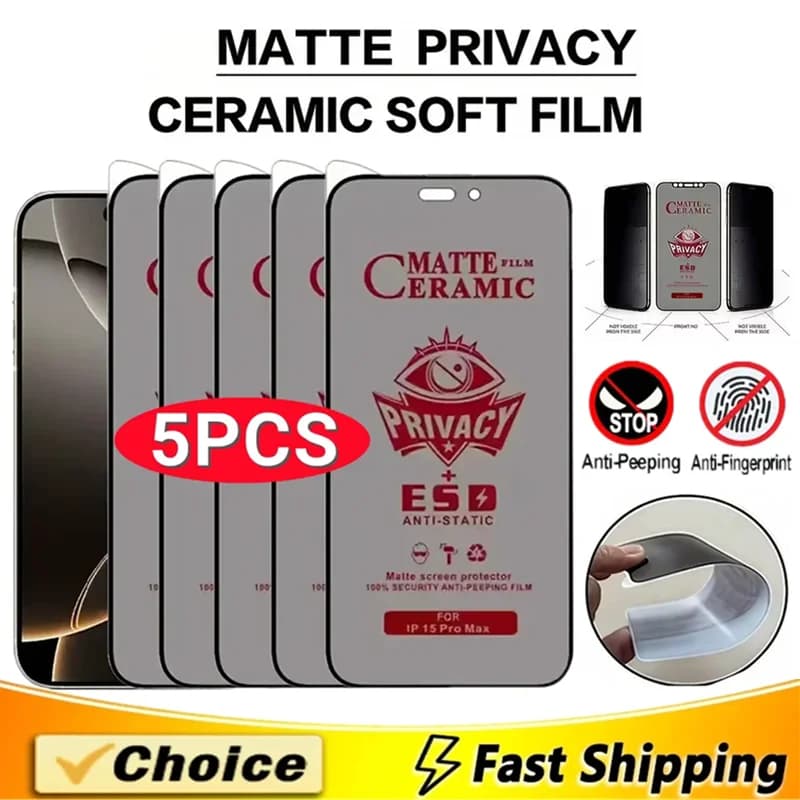 1-5 Pezzi Pellicola Protettiva Opaca in Ceramica Anti-Spia per Samsung Galaxy S25 Ultra S26 Plus S25 FE S25Ultra
