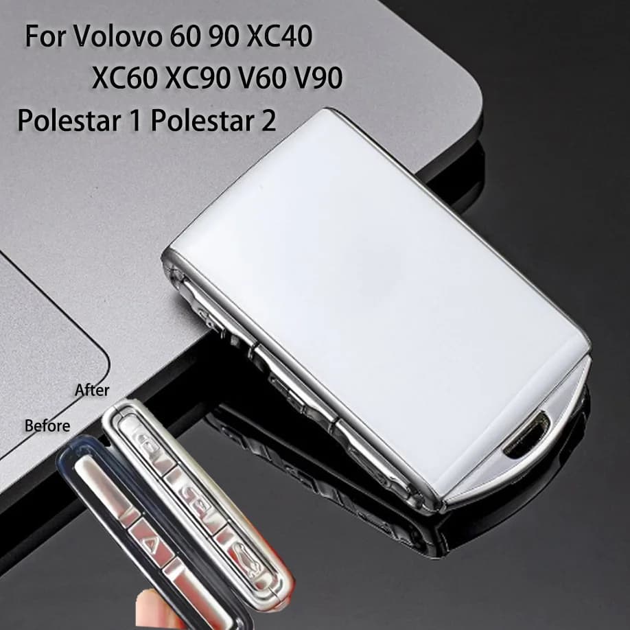 Custodia per Chiave Auto in Vera Pelle per Volvo XC40 XC60 XC90 S60 S90 V60 V90 Polestar 2 Polestar 1, Accessori Auto per Modifica Chiave